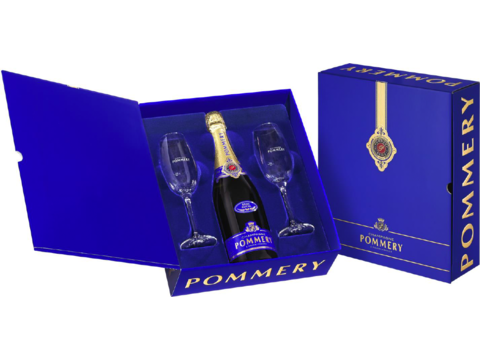 Champagne Pommery, Luxe Coffret inh. 1 fles Pommery & 2 flûtes nvt - 0,75 l
