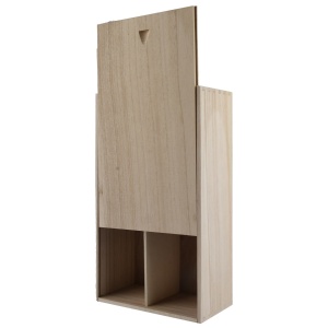 Houten kist,  2-vaks zwaluwstaartverbinding met schuifdeksel nvt - 0,75 l