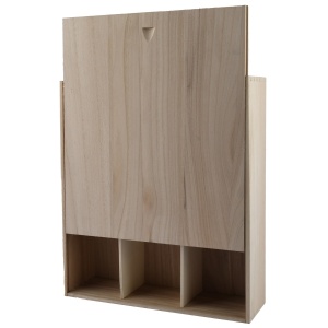 Houten kist,  3-vaks zwaluwstaartverbinding met schuifdeksel nvt - 0,75 l